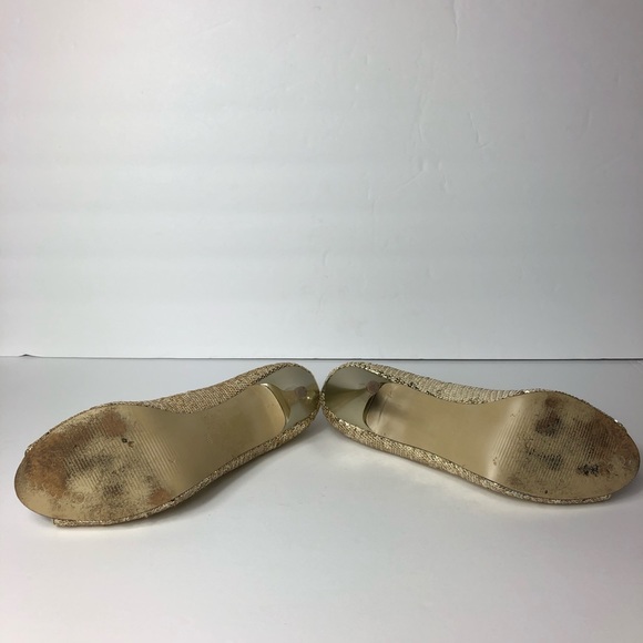 Guess Gold Sequin Peep Toe Party Stiletto Heels - Picture 6 of 8